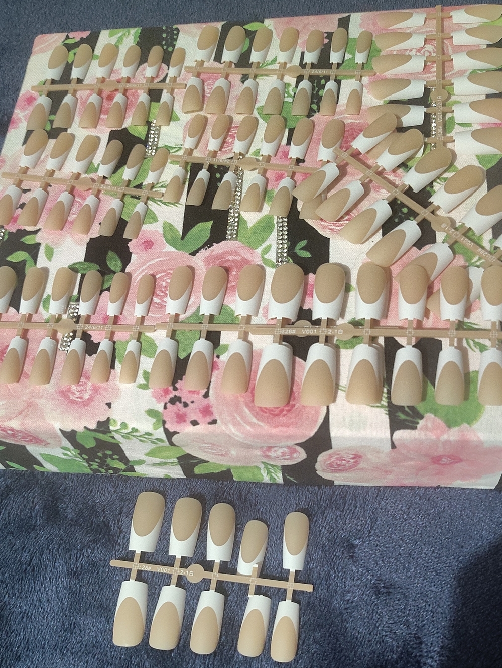 Matte Nude & White French Press-On Nails - Neutral Two-Tone Set
